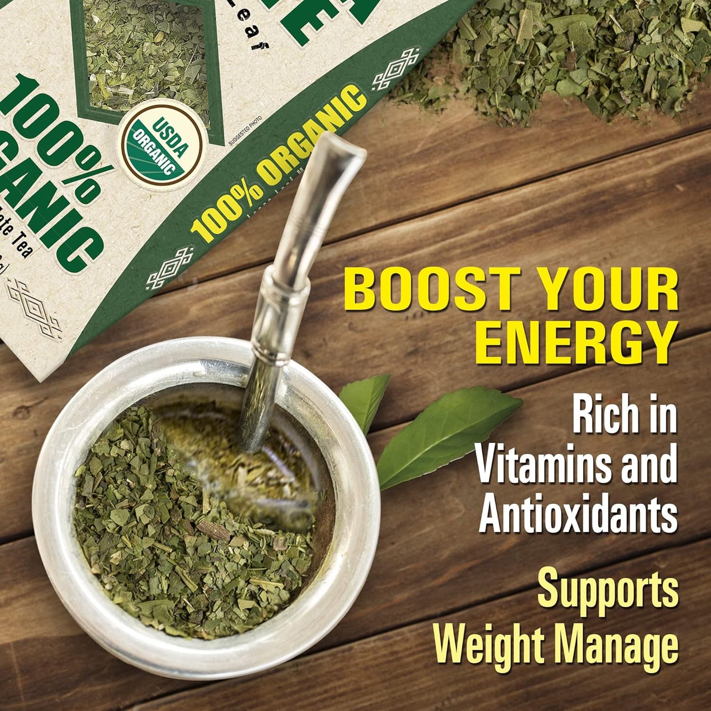 Leaf & Stem 100% Organic Yerba Mate (USDA NOP Certified) - 14.1oz (400g)