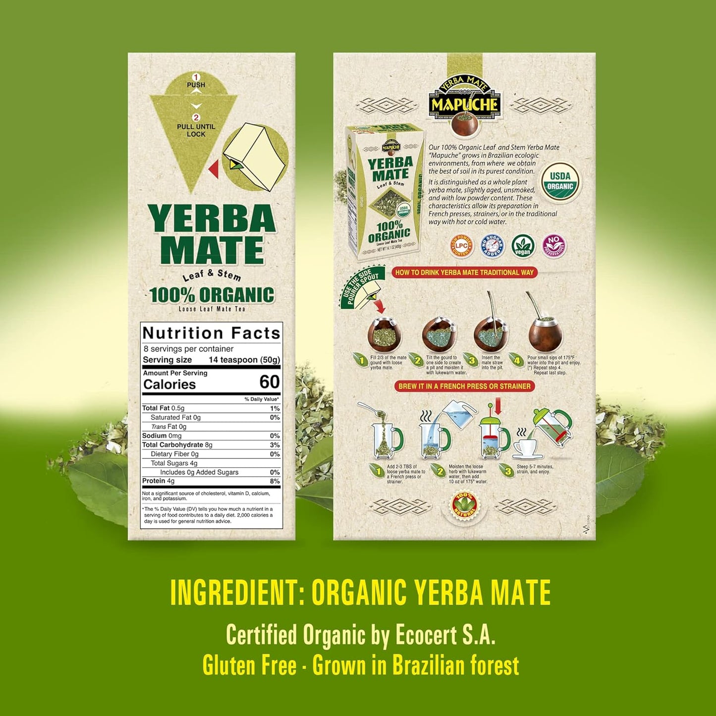 Leaf & Stem 100% Organic Yerba Mate (USDA NOP Certified) - 14.1oz (400g)