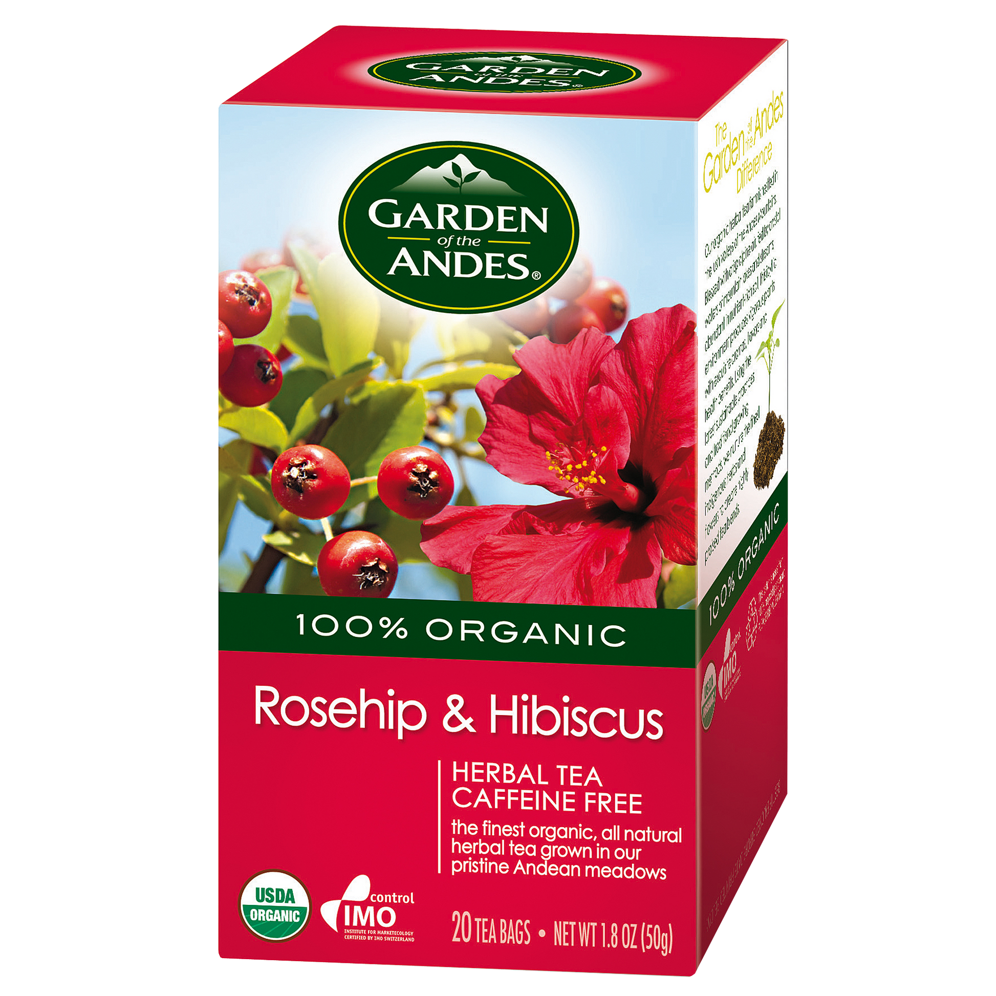 100% Organic Rosehip & Hibiscus Herbal Tea Caffeine Free the finest organic all natural herbal tea.
