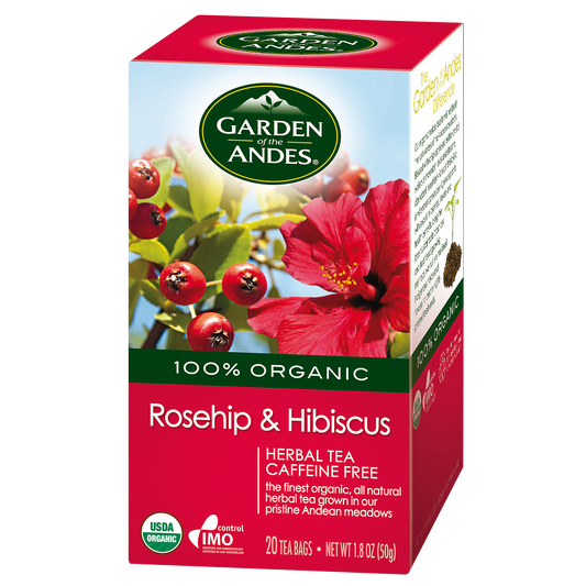 100% Organic Rosehip & Hibiscus Herbal Tea Caffeine Free the finest organic all natural herbal tea.