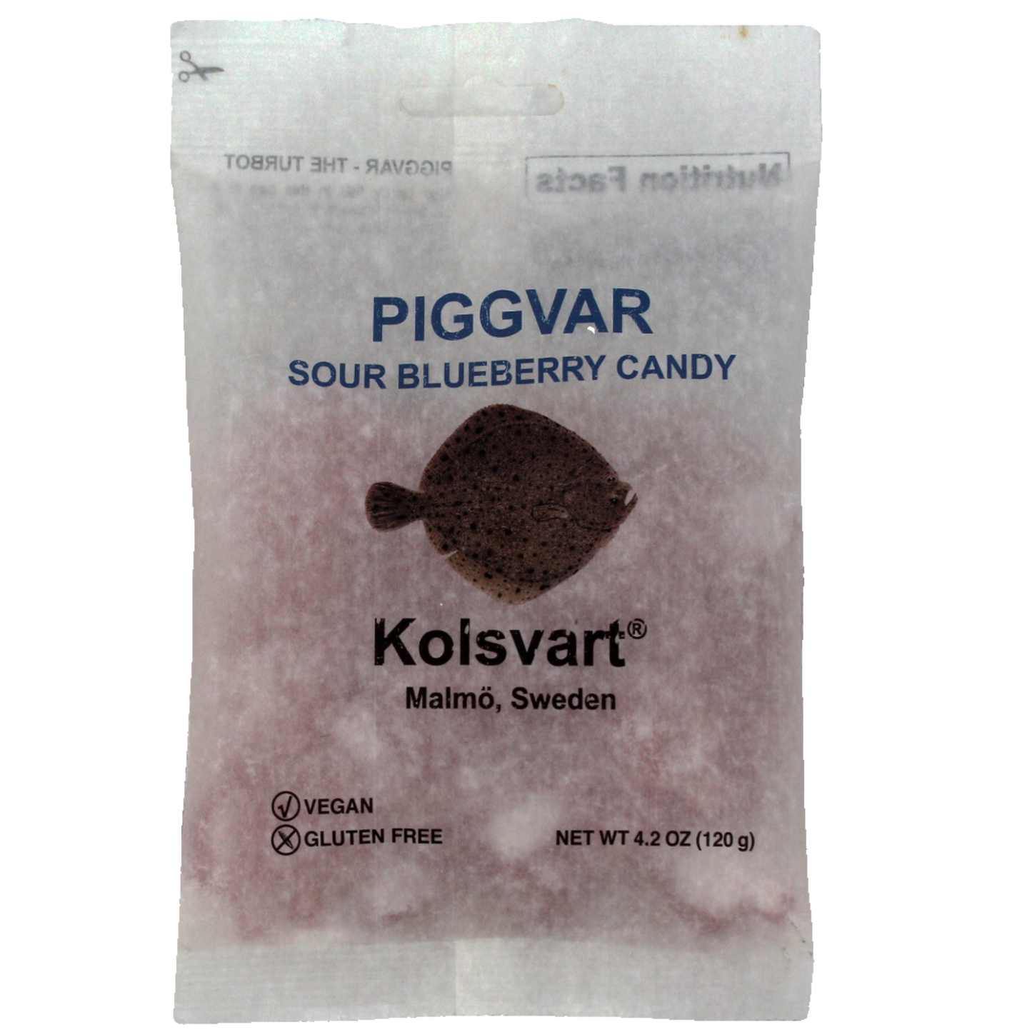 Kolsvart Sour Blueberry Swedish Candy Fish Vegan Gluten Free Made in Malmo Sweden