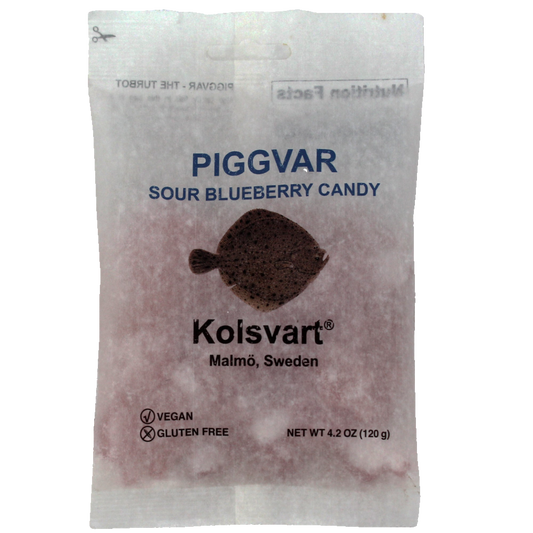 Kolsvart Sour Blueberry Swedish Candy Fish Vegan Gluten Free Made in Malmo Sweden