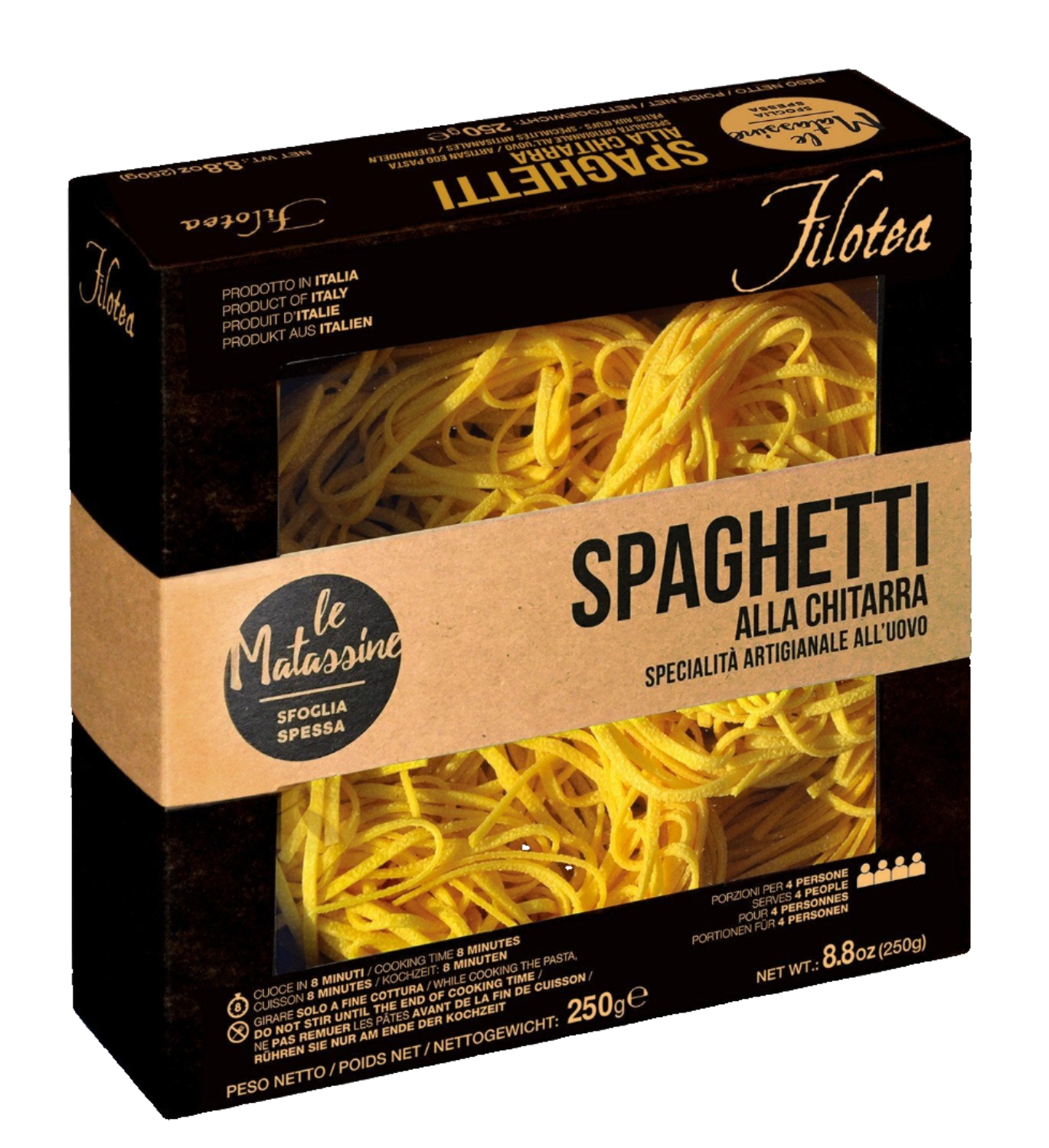 Spaghetti Alla chitarra in Black box ade by Filotea in italy
