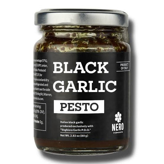 Italian Black Garlic Pesto with Walnuts, Basil & Black Voghiera PDO Garlic, 2.82oz