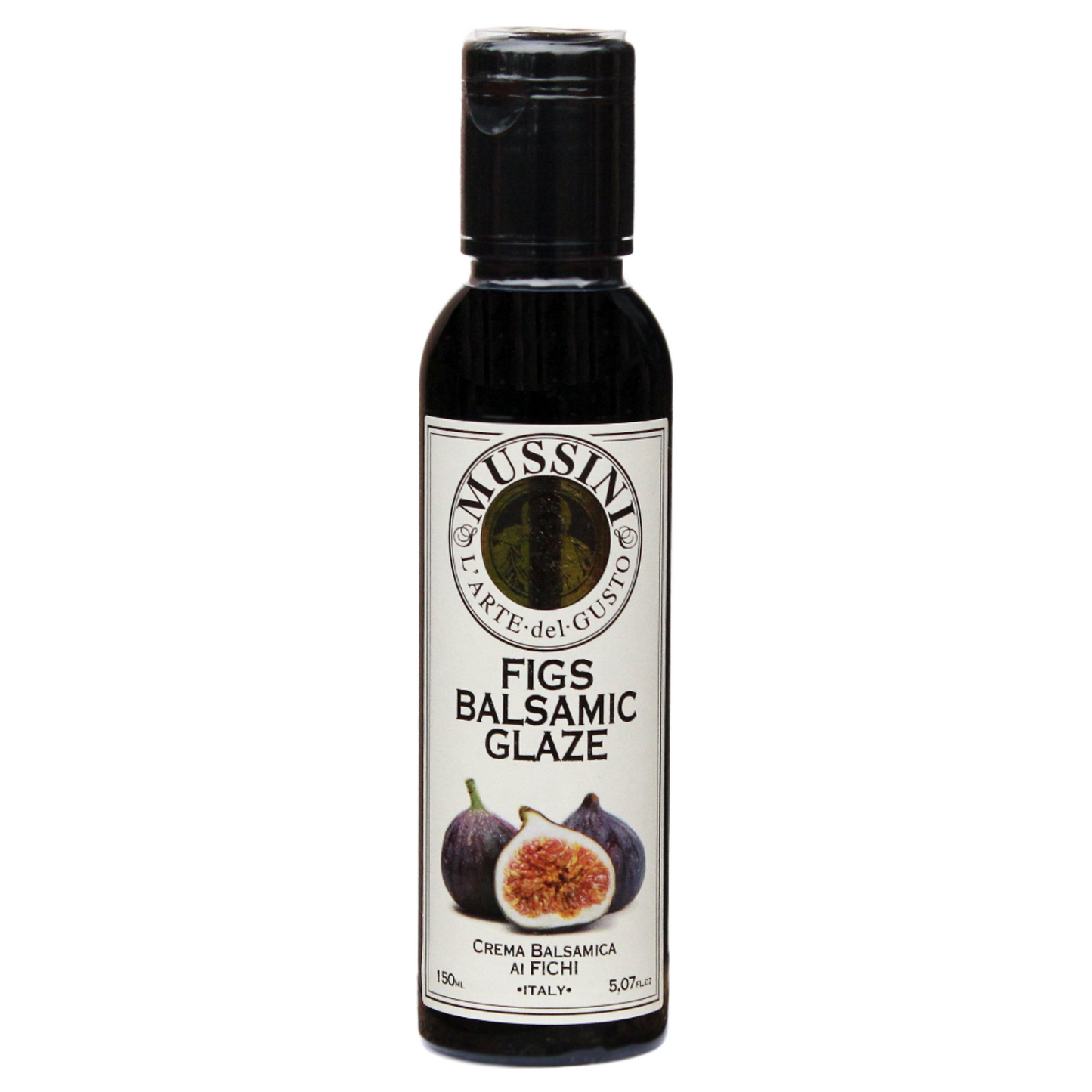Bottle of Mussini Fig Flavored Balsamic Glaze, 5.1oz (150ml).