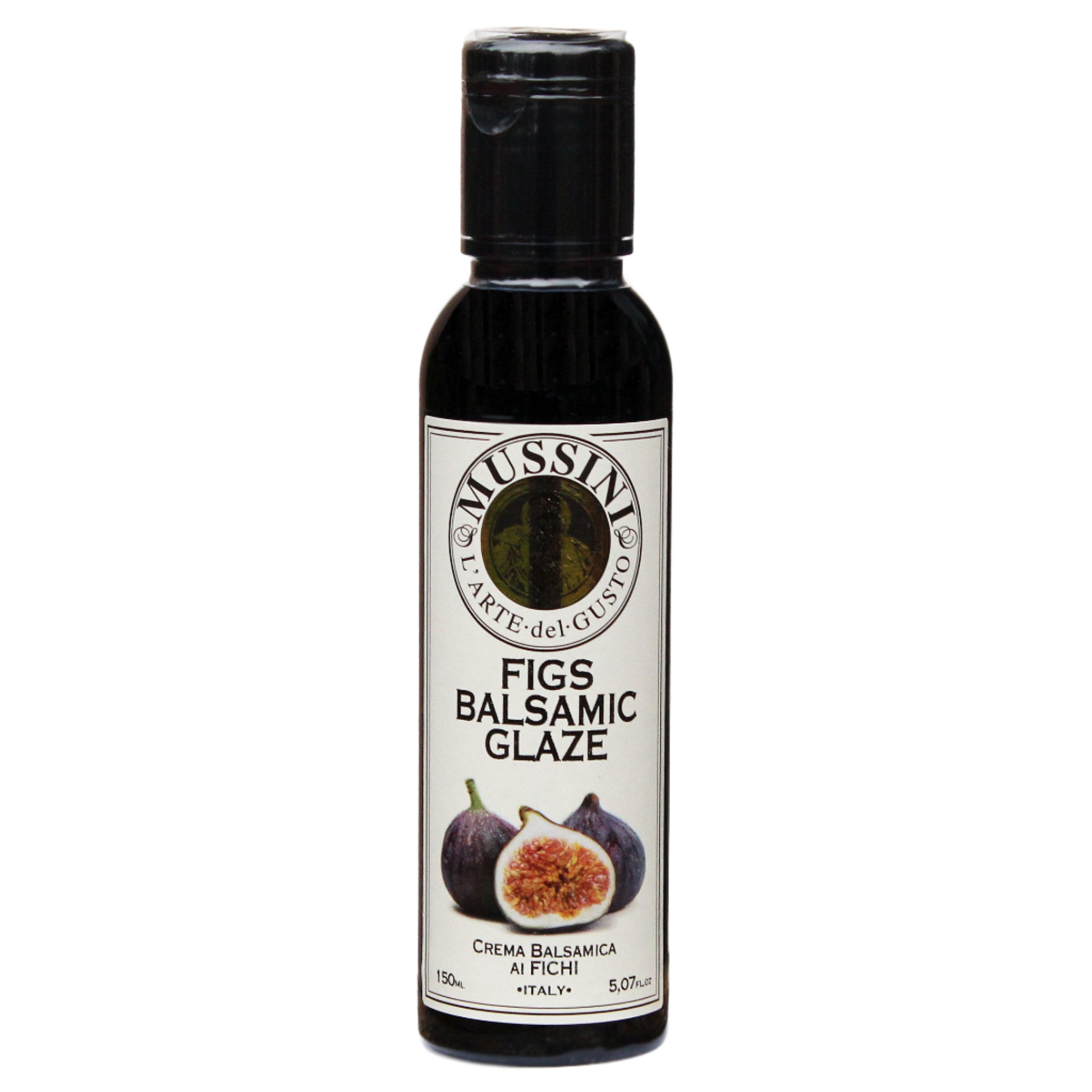 Bottle of Mussini Fig Flavored Balsamic Glaze, 5.1oz (150ml).