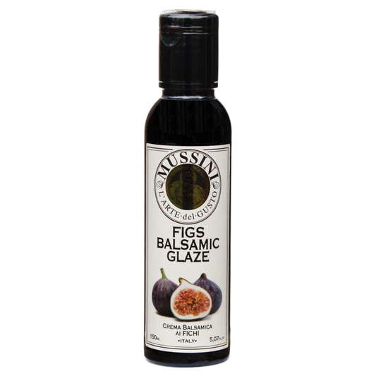 Bottle of Mussini Fig Flavored Balsamic Glaze, 5.1oz (150ml).