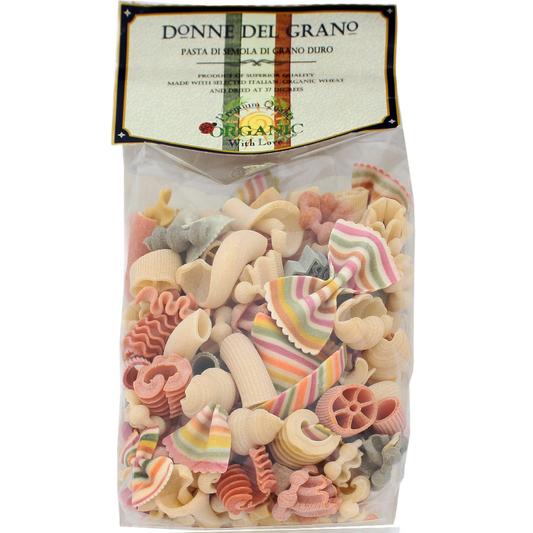 100% Organic Italian Pasta bag of mixed cuts of pasta called Leftovers by Donne Del Grano