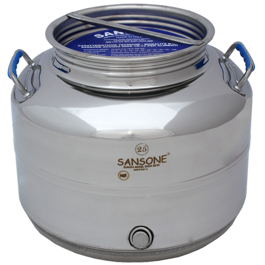 Italian Sansone Stainless Steel NSF Certified Fusti, 25Liter (6.6 Gallons) (845oz)