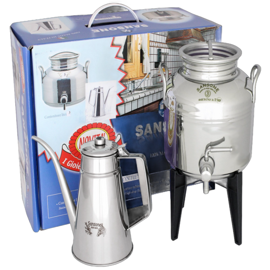 3Liter Stainless Steel Fusti & Oil Cruet Gift Set