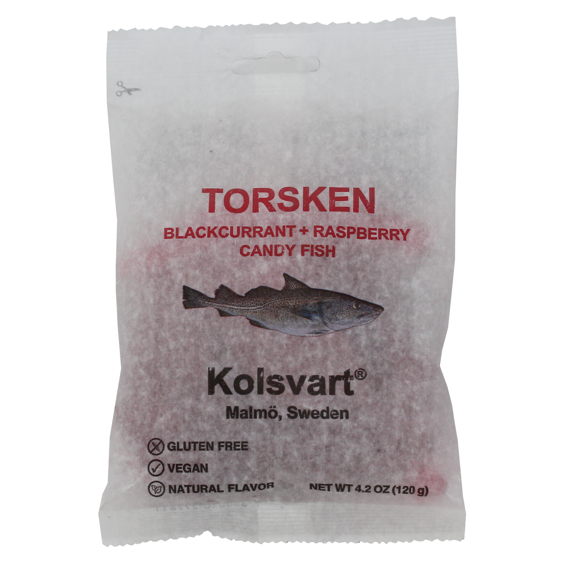 Kolsvart Blackcurrant & Raspberry Swedish Candy Fish from Mamo, Gluten Free Vegan Natural Flavor