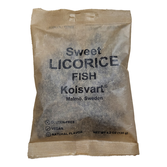 Kolsvart Swedish Candy Fish Sweet Licorice Fish Gluten-Free Vegan Natural Flavor